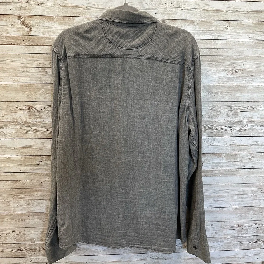 Converse Mens L Shirt‎ One Star Gray Button Up Pockets Long Sleeve 100% Cotton